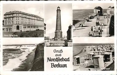 Borkum Nordseebad Kurpromenade Zelststrand Haus Rote Erde Leuchtturm / Borkum /Leer LKR