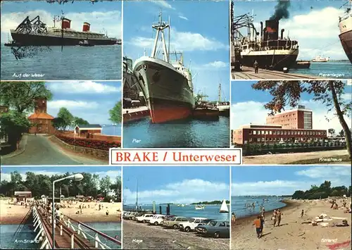 Brake Unterweser Pier Kaje Strand Kreishaus Weser  Kat. Brake (Unterweser)