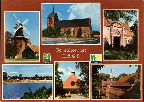 Hage Ostfriesland Wappen Kirche Muehle Kat. Hage