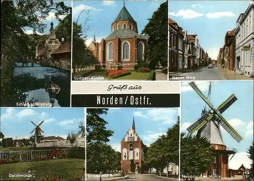 Norden Ostfriesland Norddeicher Muehle Weg Ludgeri Kirche Deichmuehle Kat. Norden