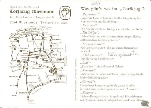 Wiesmoor Flugaufnahme Dorfkrug Klappkarte Kat. Wiesmoor