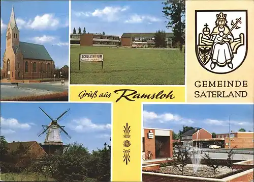 Ramsloh Wappen Muehle Schulzentrum Kirche Kat. Saterland