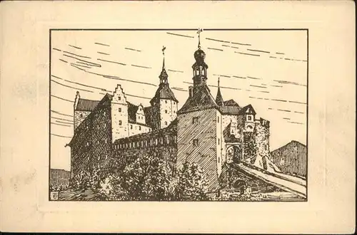 Burg Lauenstein Frankenwald aeusserer Burgbering Grenzwarte / Ludwigsstadt /Kronach LKR