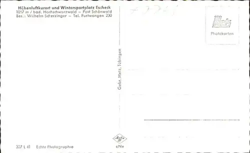 Escheck Wintersportplatz / Schoenwald im Schwarzwald /Schwarzwald-Baar-Kreis LKR