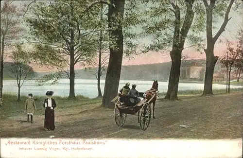 Grunewald Berlin Restaurant Koenigliches Forsthaus Paulsborn Inh. Ludwig Vogel Hoflieferant Pferde Kutsche / Berlin /Berlin Stadtkreis