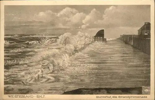 Westerland Sylt Sturmflut Strandpromenade / Westerland /Nordfriesland LKR