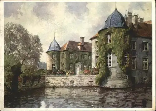 Ittlingen Schloss Ittlingen Westfaelische Wasserburgen Aquarell C. Determeyer / Ittlingen /Heilbronn LKR