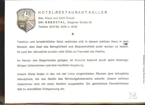 Kreuztal Westfalen Hotel Keller / Kreuztal /Siegen-Wittgenstein LKR