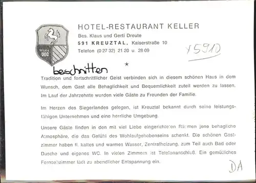 Kreuztal Westfalen Hotel Keller / Kreuztal /Siegen-Wittgenstein LKR
