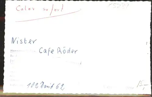 Nister [handschriftlich] Cafe Roeder / Nister /Westerwaldkreis LKR