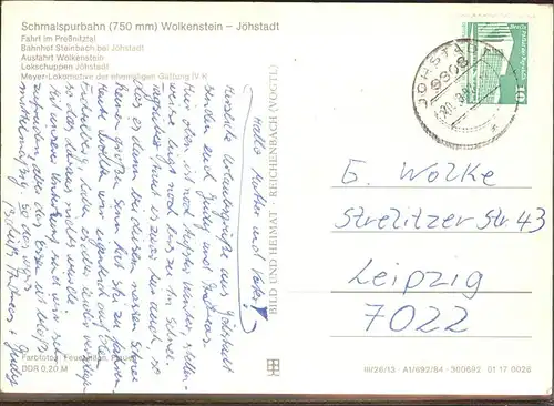 Wolkenstein Erzgebirge Schmalspurbahn Wolkenstein-Joehstadt / Wolkenstein /Erzgebirgskreis LKR