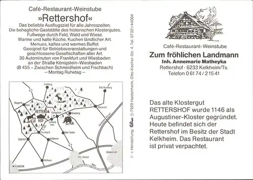 Kelkheim Cafe-Restaurant Zum Froehlichen Landmann / Kelkheim (Taunus) /Main-Taunus-Kreis LKR