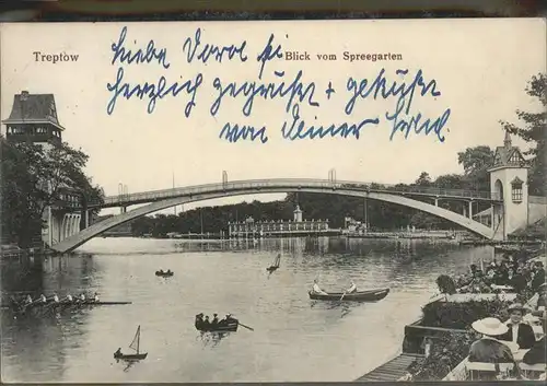 Berlin-Treptow Bruecke Boot  / Berlin /Berlin Stadtkreis