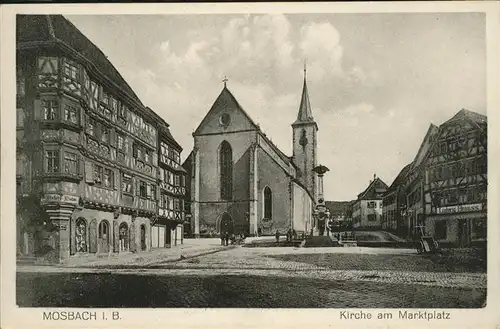 Mosbach Baden Kirche Marktplatz  / Mosbach /Neckar-Odenwald-Kreis LKR