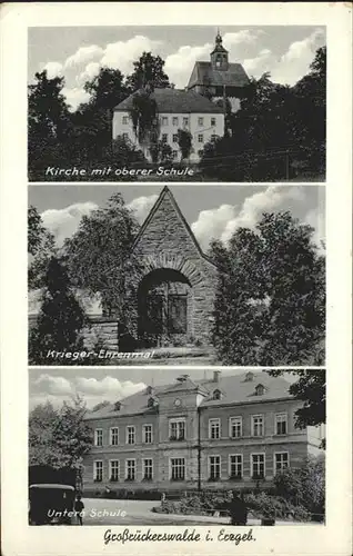 Grossrueckerswalde Kirche Krieger-Denkmal Obere Schule Untere Schule / Grossrueckerswalde /Erzgebirgskreis LKR