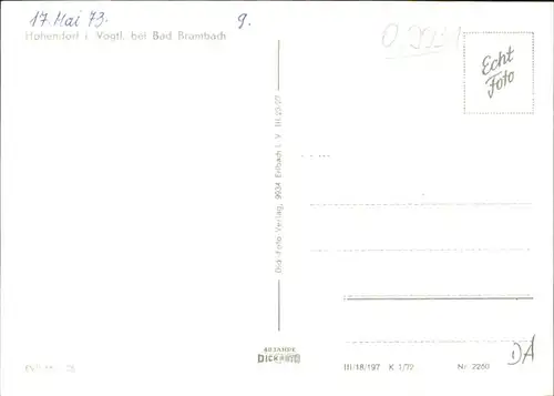 Hohendorf Vogtland Gasthaus Zum Wiesenthal / Bad Brambach /Vogtlandkreis LKR