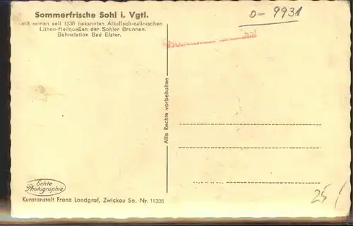 Sohl Bad Elster Sachsenquelle Gasthof Zur Krone / Bad Elster /Vogtlandkreis LKR