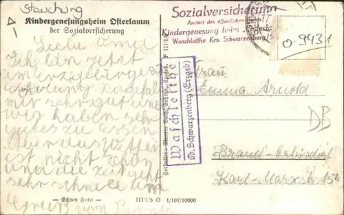 Waschleithe Kindergenesungsheim Osterlamm / Beierfeld Erzgebirge /Erzgebirgskreis LKR