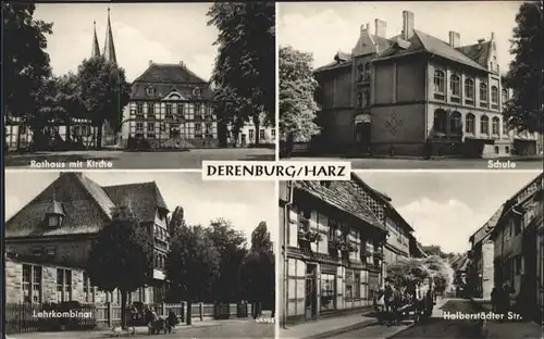 Derenburg Schule Rathaus Kirche Lehrkombinat Halberstaedter Strasse Kutsche  / Derenburg /Harz LKR
