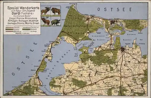 Darss Region Ostsee Spezial-Wanderkarte / Wieck Darss /Nordvorpommern LKR