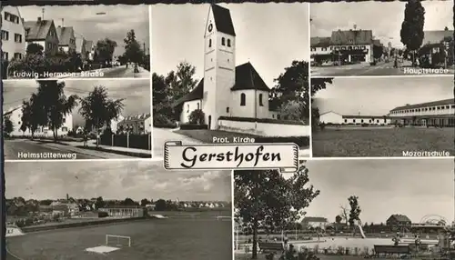 Gersthofen Mozartschule Kirche Hauptstrasse Ludwig Hermann Strasse  / Gersthofen /Augsburg LKR