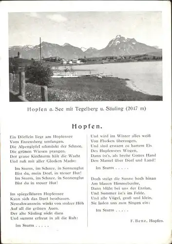 Hopfen See Tegelberg Saeuling Gedicht F. Benz / Fuessen /Ostallgaeu LKR