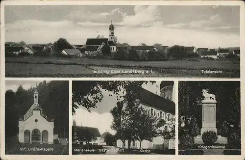 Eresing St Ulrichs Kapelle Mariensaeule Kirche Krieger Denkmal 