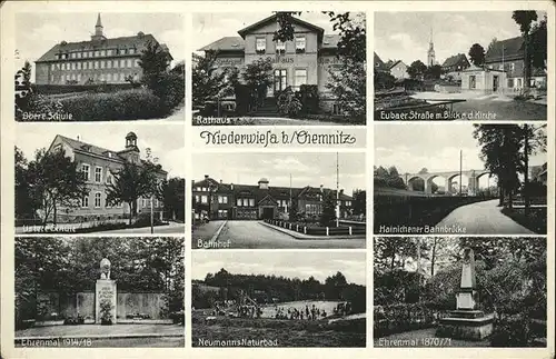 Niederwiesa Rathaus Obere Schule Ehrenmal Naturbad Bahnbruecke Kirche 