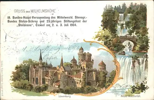 Wilhelmshoehe Kassel Wasserfall Loewenburg