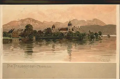 Fraueninsel Chiemsee Kuenstlerkarte Otto Struetzel / Chiemsee /Rosenheim LKR