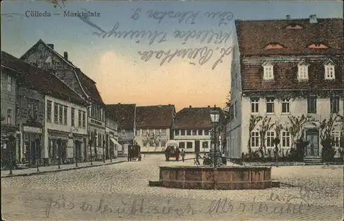 Koelleda Marktplatz Brunnen Kutsche