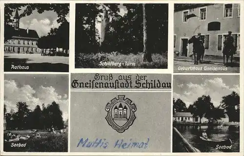 Schildau Schildberg-Turm
Geburtshaus Gneisenaus
Rathaus
Seebad
 Kat. Schildau Gneisenaustadt