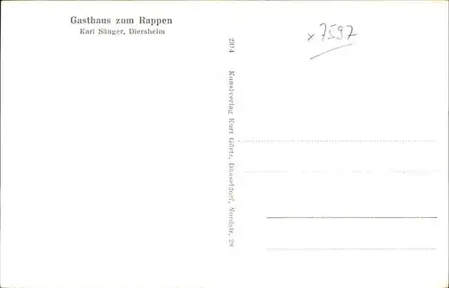 Diersheim Gasthaus Rappen Kat. Rheinau