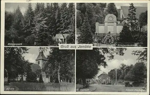 Jembke Muehlenpark Kriegerdenkmal Kirche Kat. Jembke