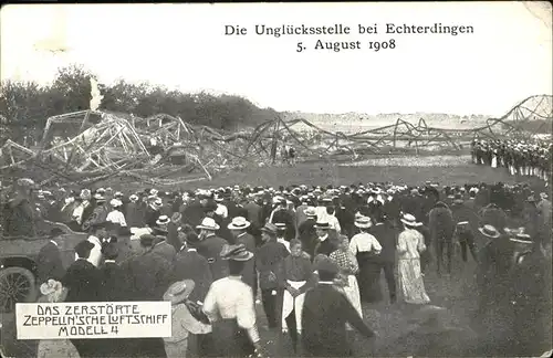 Echterdingen Ungluecksstelle 5. August 1908 Zeppelinschiff zerstoert Kat. Leinfelden-Echterdingen