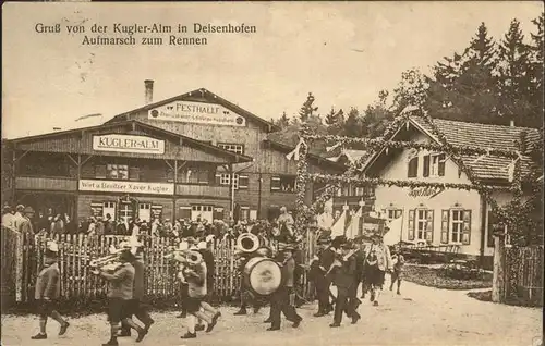 Deisenhofen Kugler-Alm Aufmarsch Rennen Musiker Kat. Hoechstaedt a.d.Donau