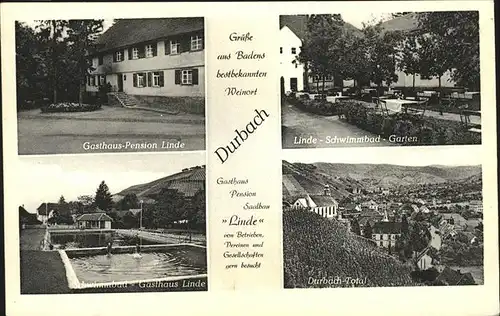 Durbach Schwimmbad Gasthaus Pension Linde  Kat. Durbach