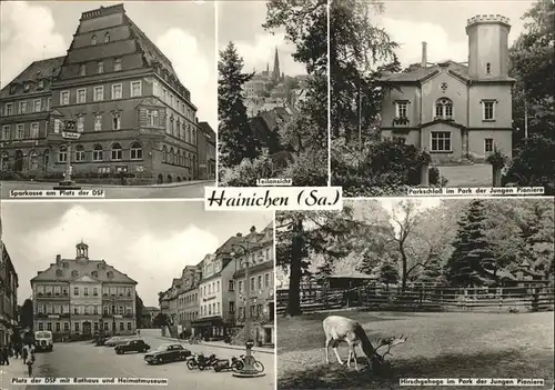 Hainichen Sachsen Sparkasse Hirschgehege Rathaus  Kat. Hainichen Sachsen