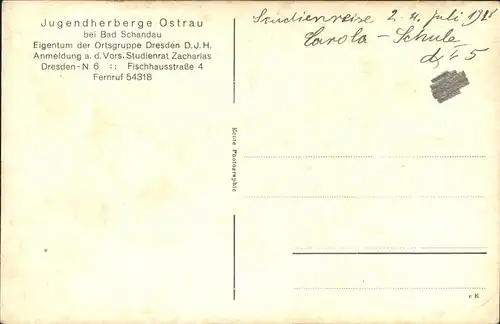 Ostrau Bad Schandau Jugendherberge Ostrau / Bad Schandau /Saechsische Schweiz-Osterzgebirge LKR