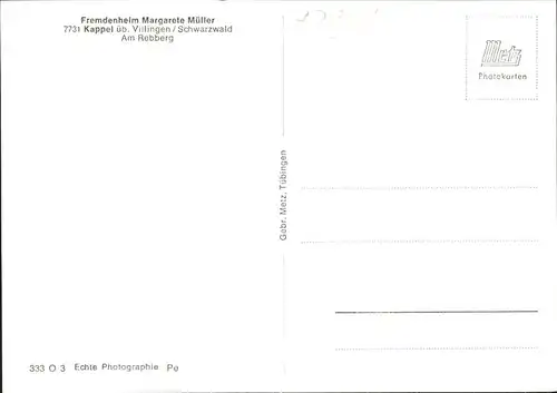 Kappel-Grafenhausen Fremdenheim Margarete Mueller Kat. Kappel-Grafenhausen