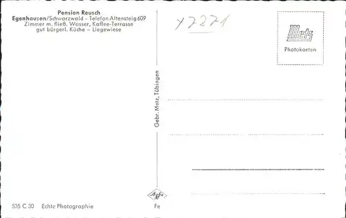 Egenhausen Wuerttemberg Pension Reusch Kat. Egenhausen