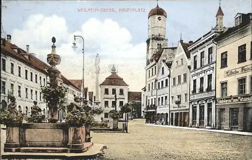 Weilheim Oberbayern Hauptplatz Brunnen Kat. Weilheim i.OB