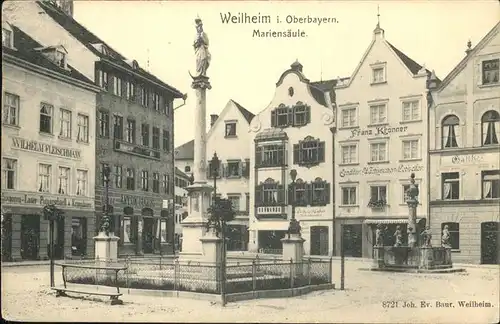Weilheim Oberbayern Mariensaeule Brunnen Kat. Weilheim i.OB