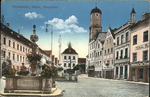 Weilheim Oberbayern Hauptplatz Brunnen Kat. Weilheim i.OB