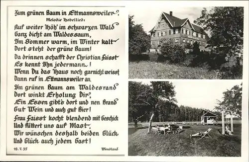 Ettmannsweiler Gasthof Zum gruenen Baum Gedicht Wendland Kat. Simmersfeld