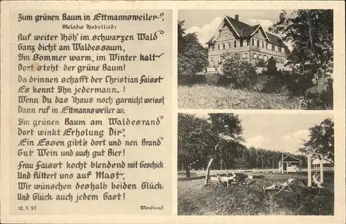 Ettmannsweiler Gasthof Zum gruenen Baum Gedicht Wendland Kat. Simmersfeld