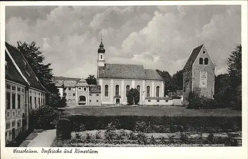 Wessobrunn Dorfkirche Roemerturm Kat. Wessobrunn