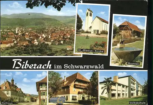 Biberach Baden Brunnen Volksschule St Blasius Kirche Rathaus  Kat. Biberach