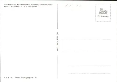 Altensteig Wuerttemberg Gasthaus Kohlmuehle Kat. Altensteig