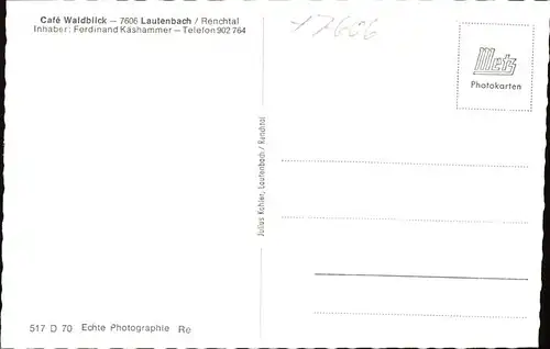 Lautenbach Renchtal Cafe Waldblick Kat. Lautenbach